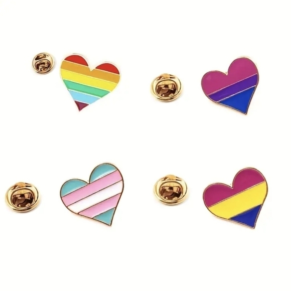 🌈 PIN Rainbow & Bi & Pan Heart.    (sold individually) - Picture 1 of 4